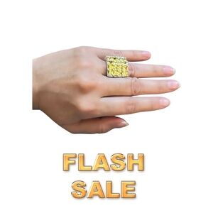Elegant Silver and Yellow Citrine crystal Ring